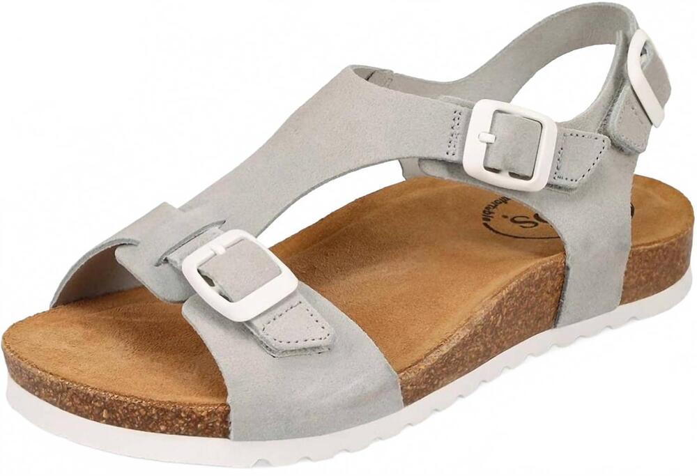 NEW TAOS women's mvp flat sandals in light grey suede